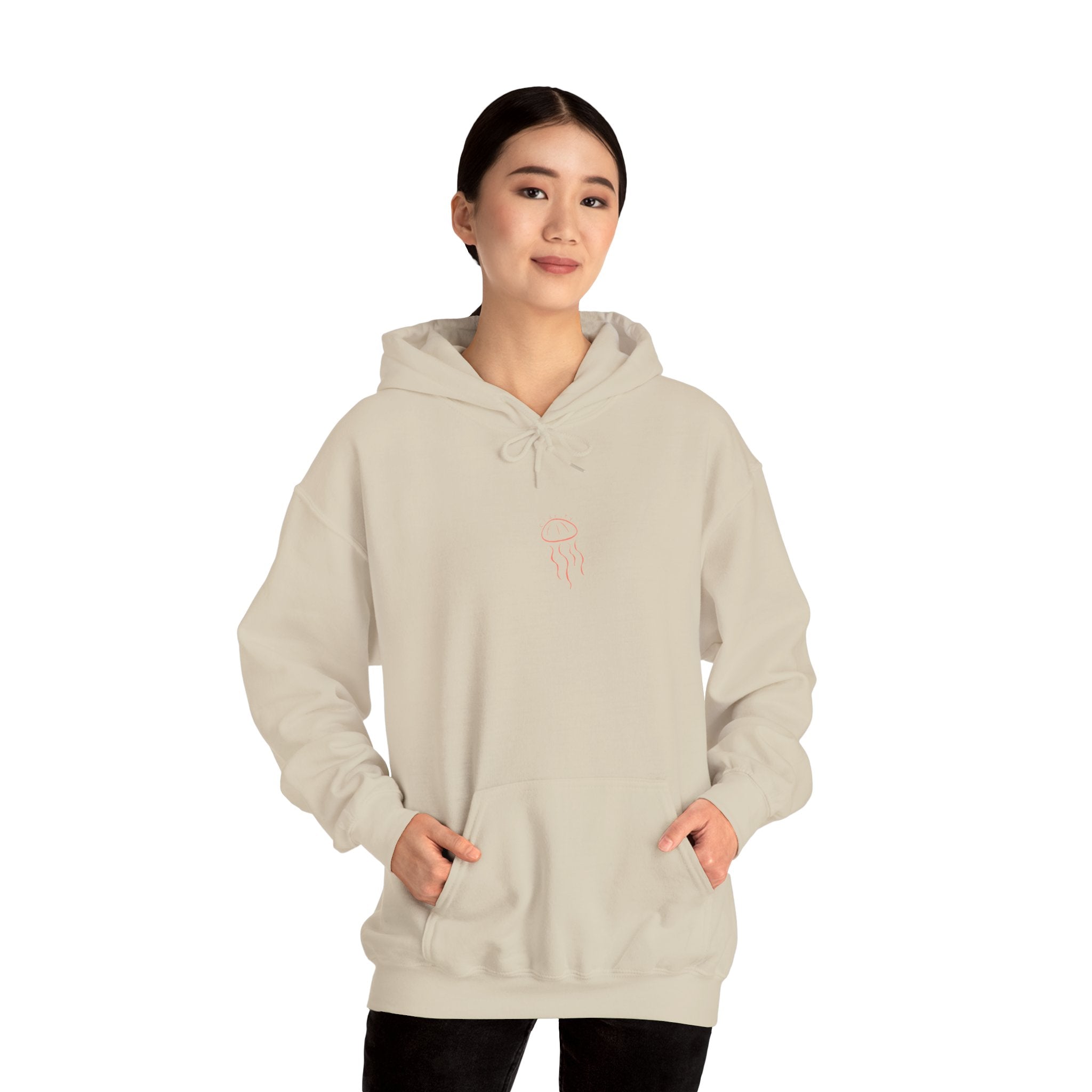 Jellyfish Line Art Hoodie — Minimal Coastal Graphic Sweatshirt
