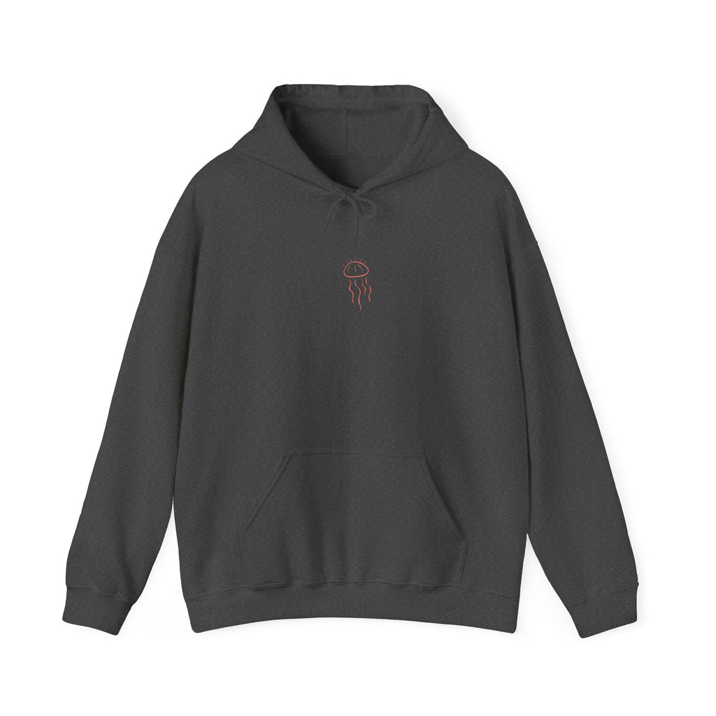 Jellyfish Line Art Hoodie — Minimal Coastal Graphic Sweatshirt