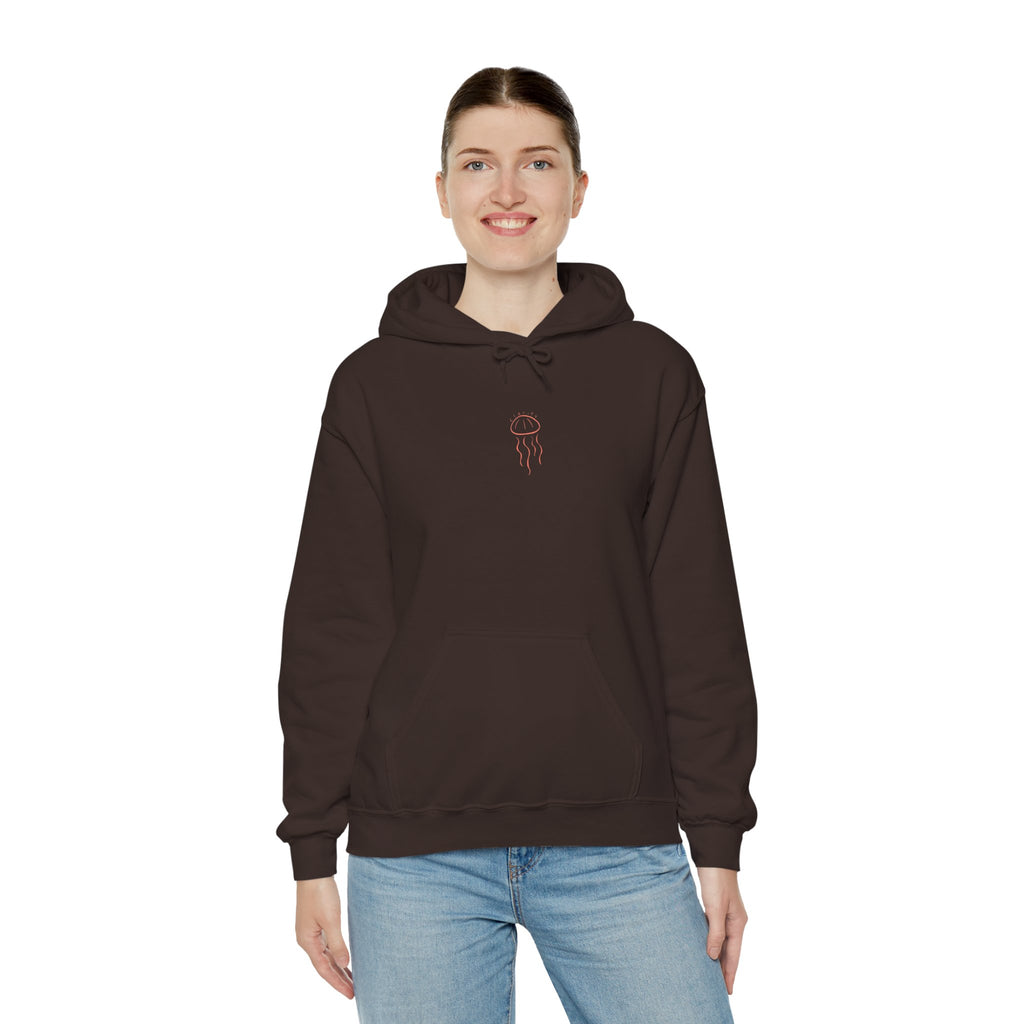 Jellyfish Line Art Hoodie — Minimal Coastal Graphic Sweatshirt