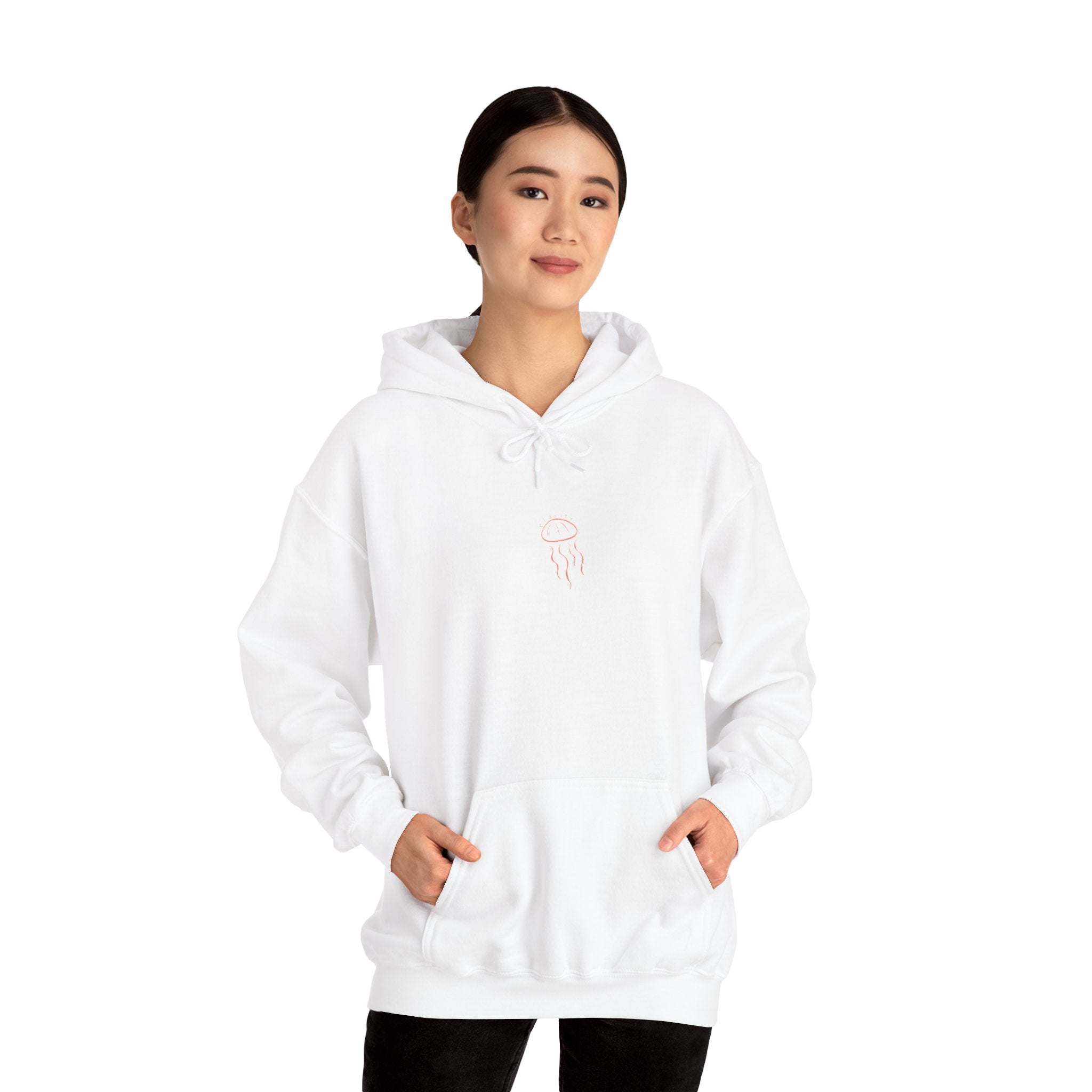 Jellyfish Line Art Hoodie — Minimal Coastal Graphic Sweatshirt
