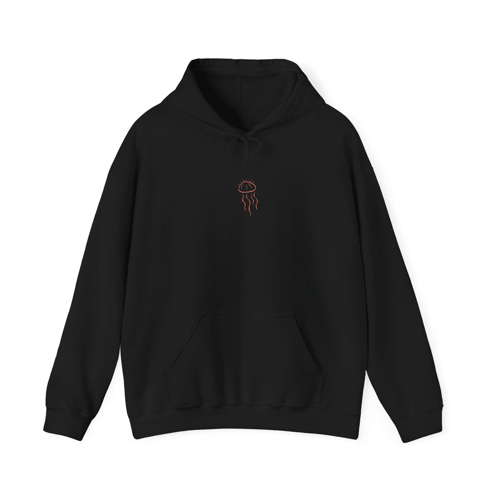 Jellyfish Line Art Hoodie — Minimal Coastal Graphic Sweatshirt