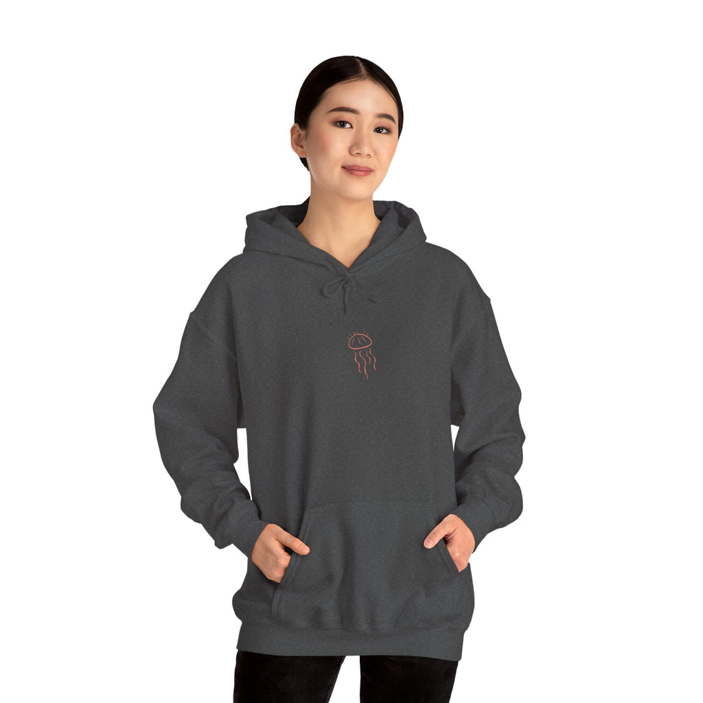 Jellyfish Line Art Hoodie — Minimal Coastal Graphic Sweatshirt
