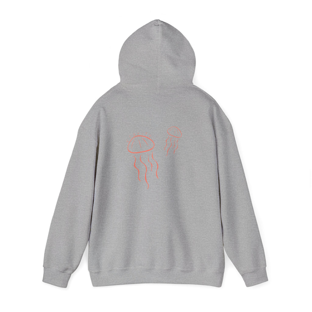 Jellyfish Line Art Hoodie — Minimal Coastal Graphic Sweatshirt