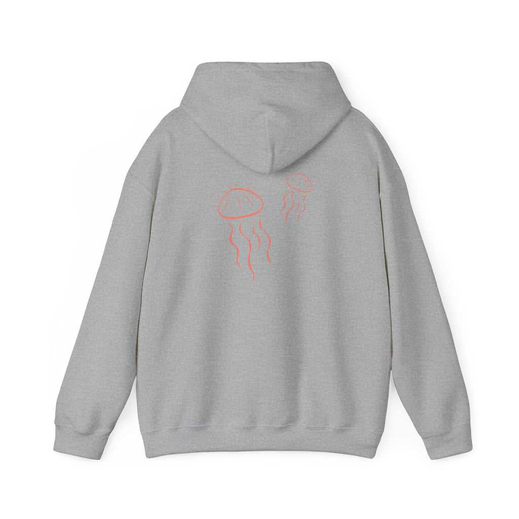 Jellyfish Line Art Hoodie — Minimal Coastal Graphic Sweatshirt