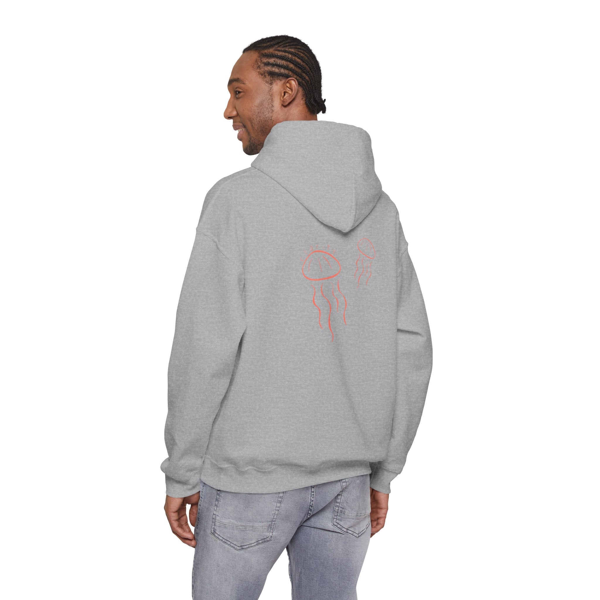 Jellyfish Line Art Hoodie — Minimal Coastal Graphic Sweatshirt