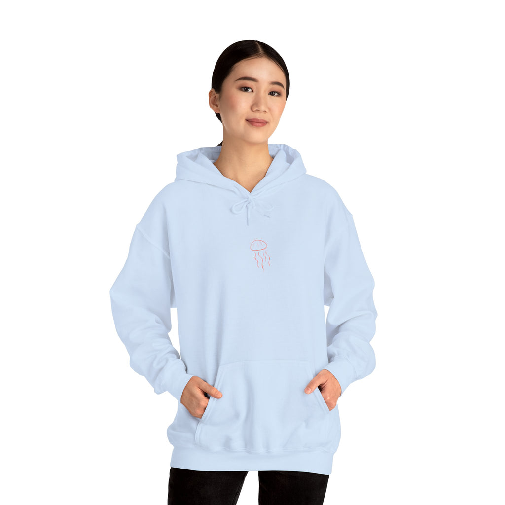 Jellyfish Line Art Hoodie — Minimal Coastal Graphic Sweatshirt