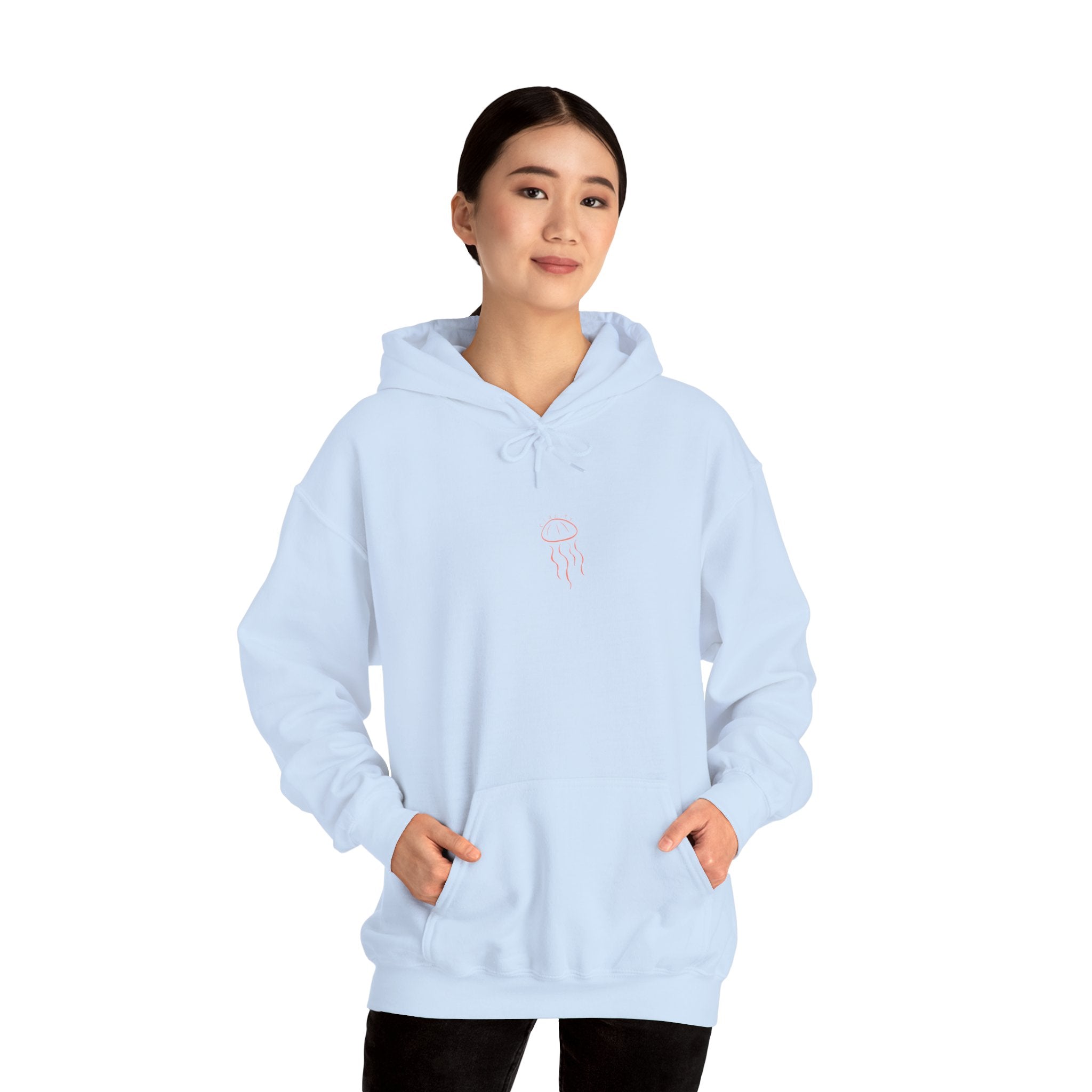 Jellyfish Line Art Hoodie — Minimal Coastal Graphic Sweatshirt
