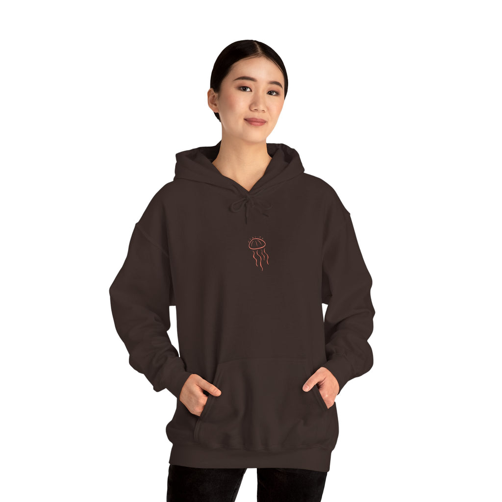Jellyfish Line Art Hoodie — Minimal Coastal Graphic Sweatshirt