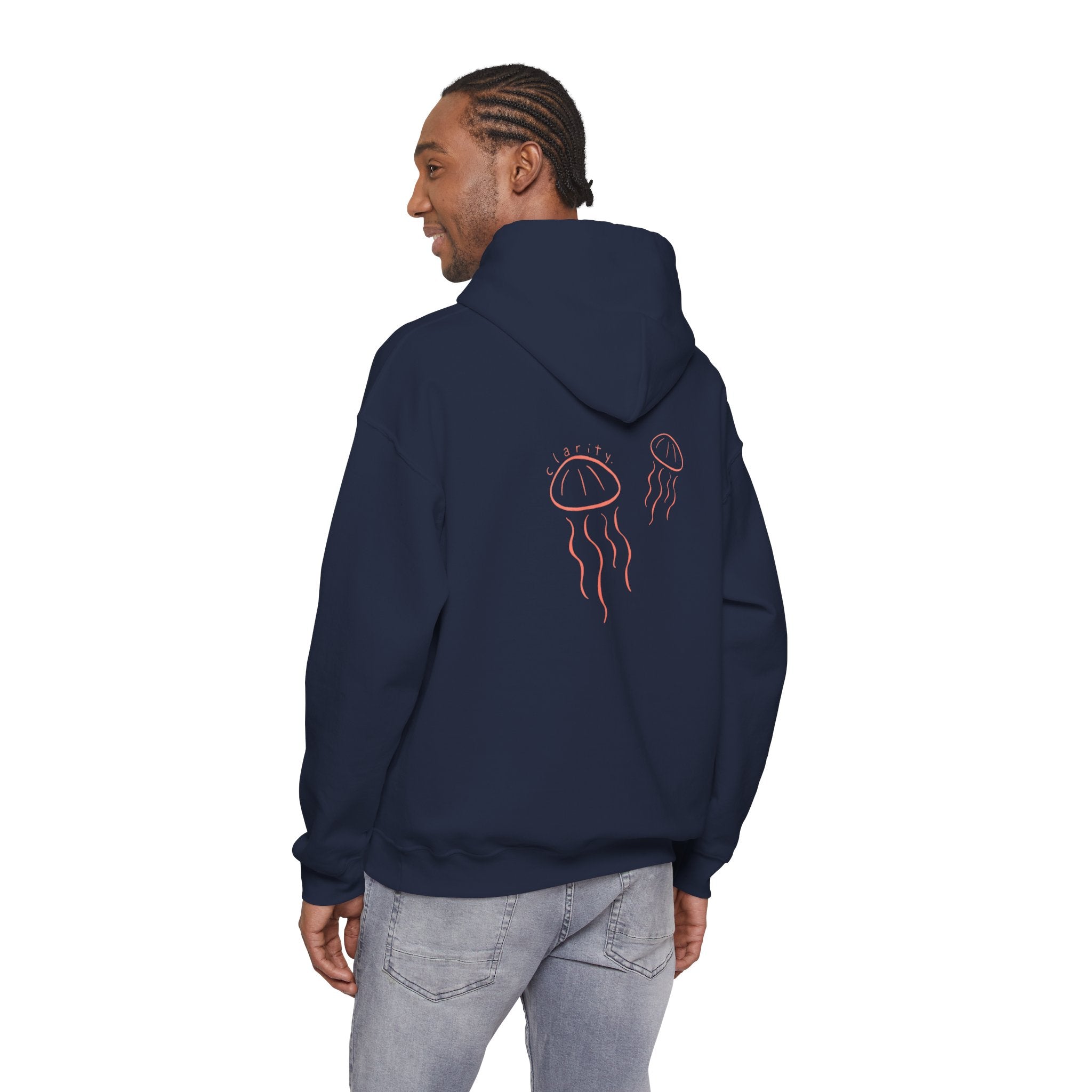 Jellyfish Line Art Hoodie — Minimal Coastal Graphic Sweatshirt