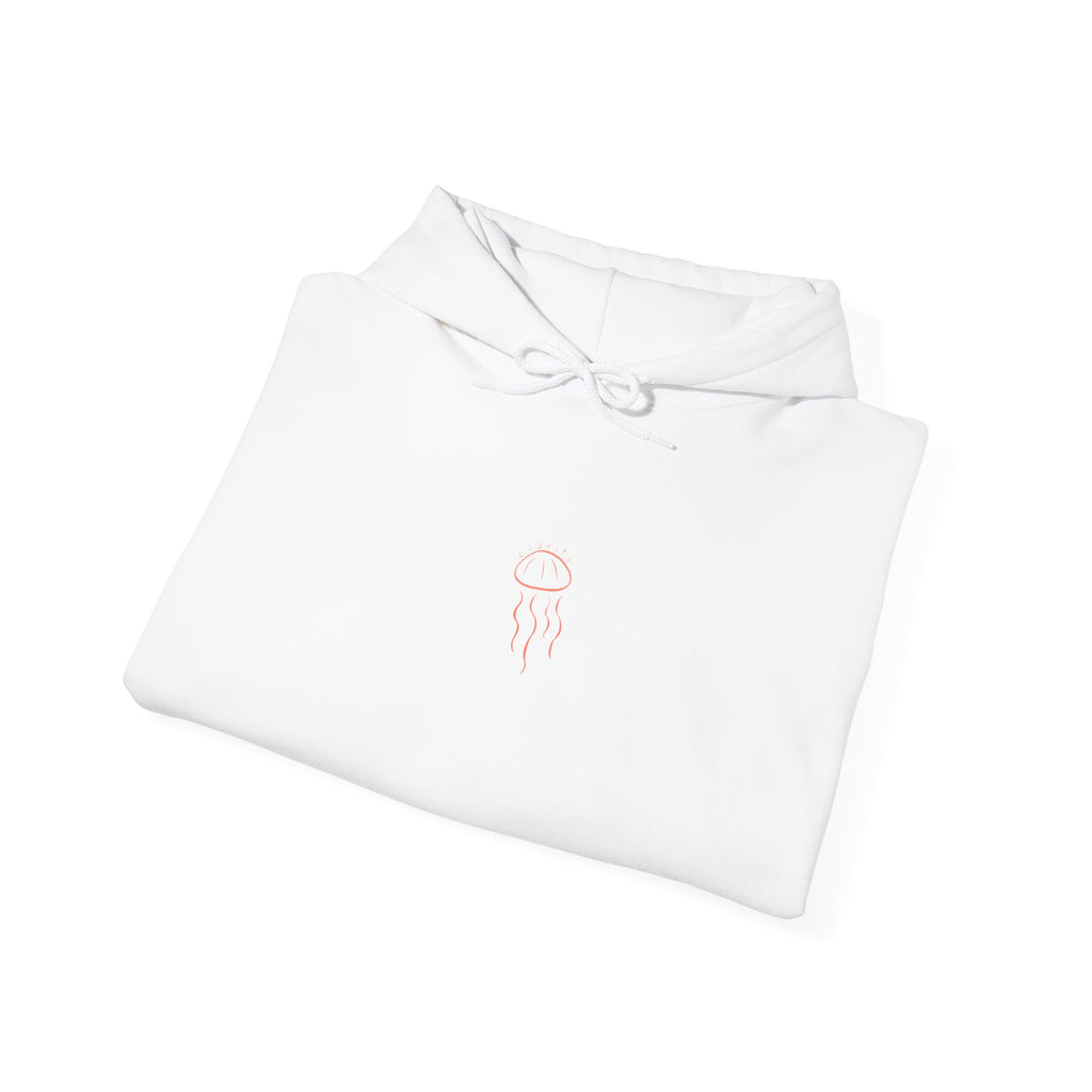 Jellyfish Line Art Hoodie — Minimal Coastal Graphic Sweatshirt