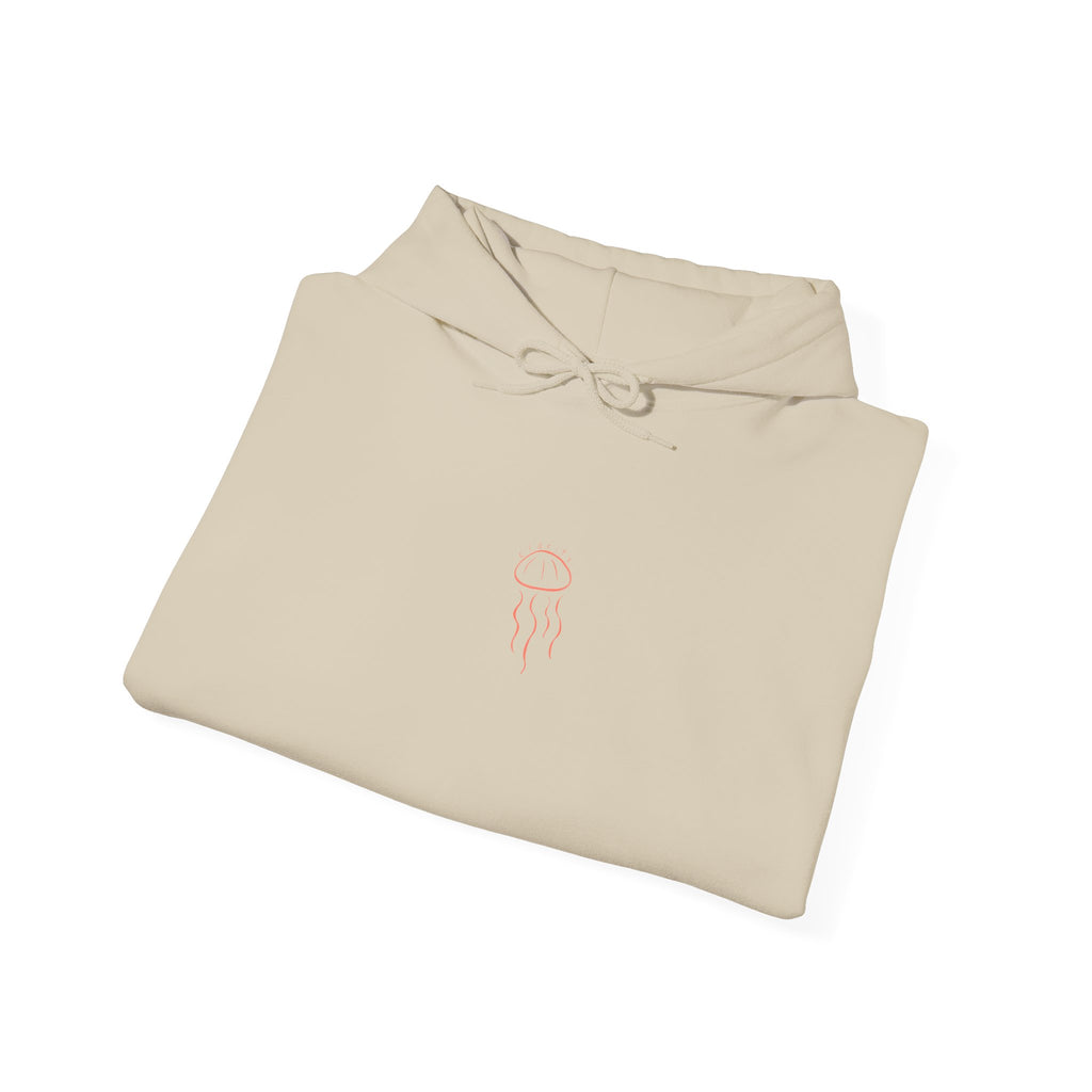 Jellyfish Line Art Hoodie — Minimal Coastal Graphic Sweatshirt