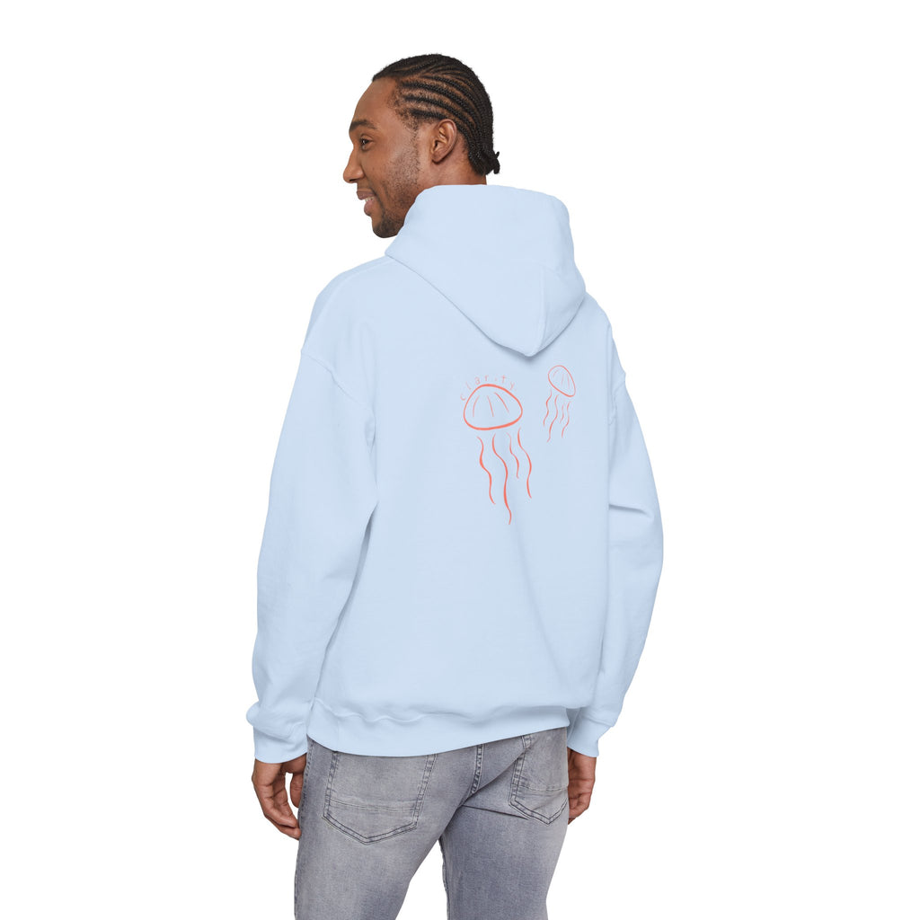 Jellyfish Line Art Hoodie — Minimal Coastal Graphic Sweatshirt