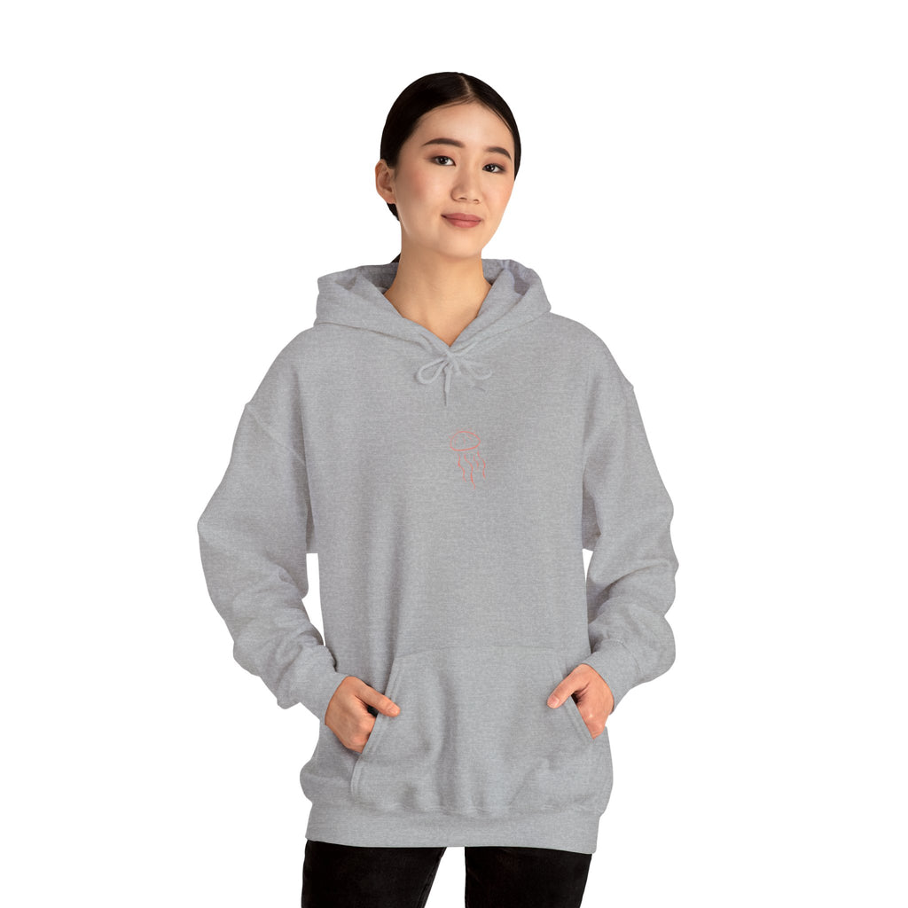 Jellyfish Line Art Hoodie — Minimal Coastal Graphic Sweatshirt