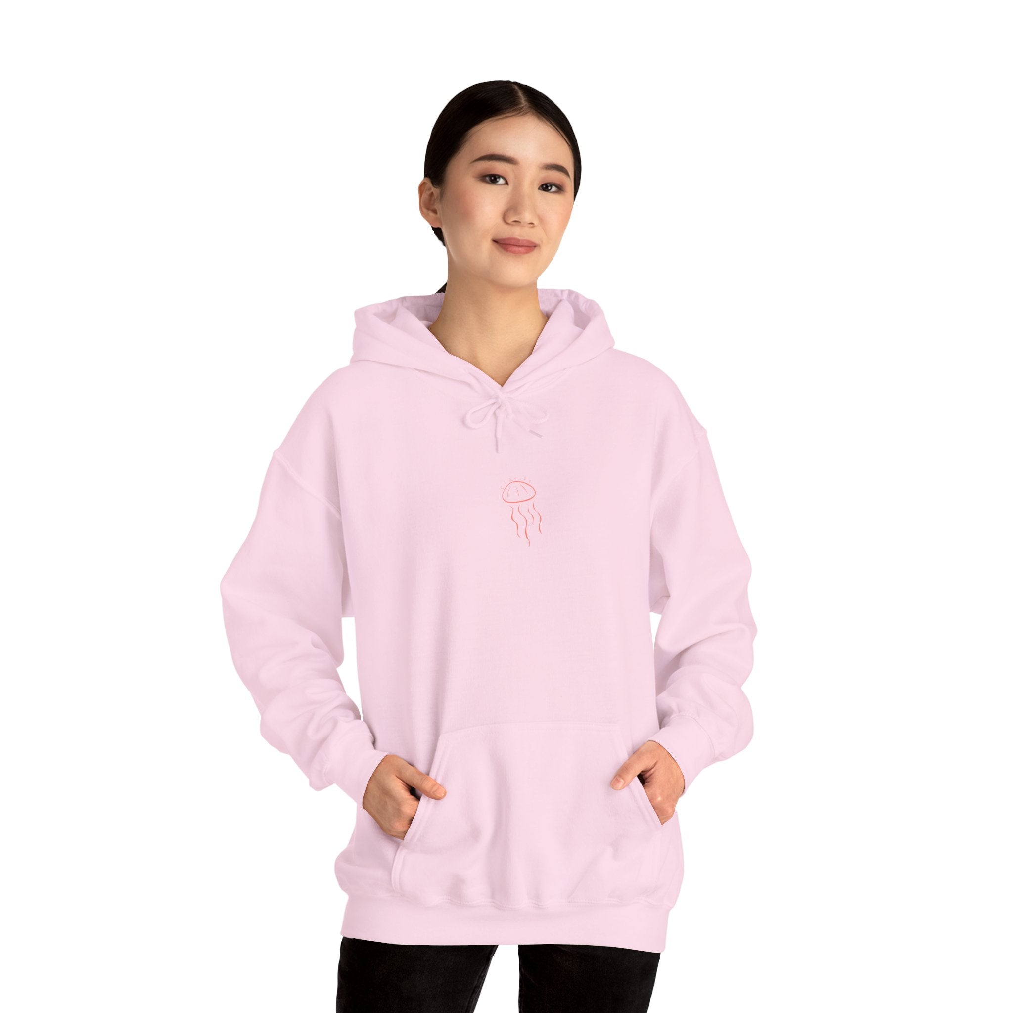 Jellyfish Line Art Hoodie — Minimal Coastal Graphic Sweatshirt