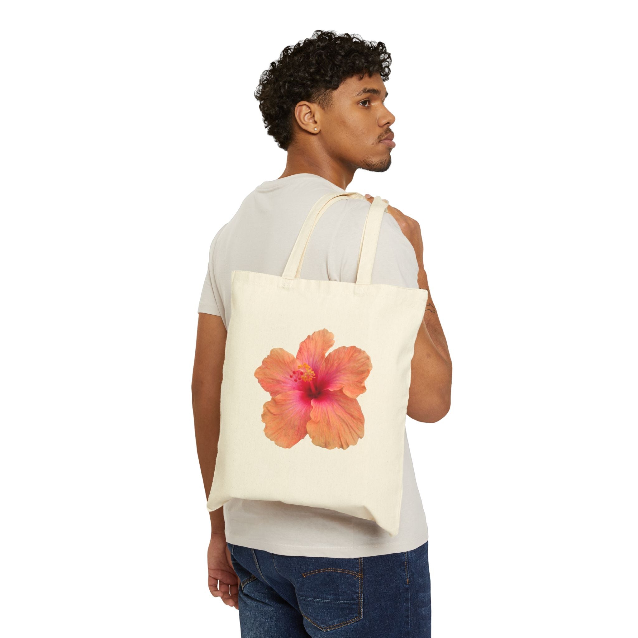 Hibiscus Floral Cotton Tote Bag