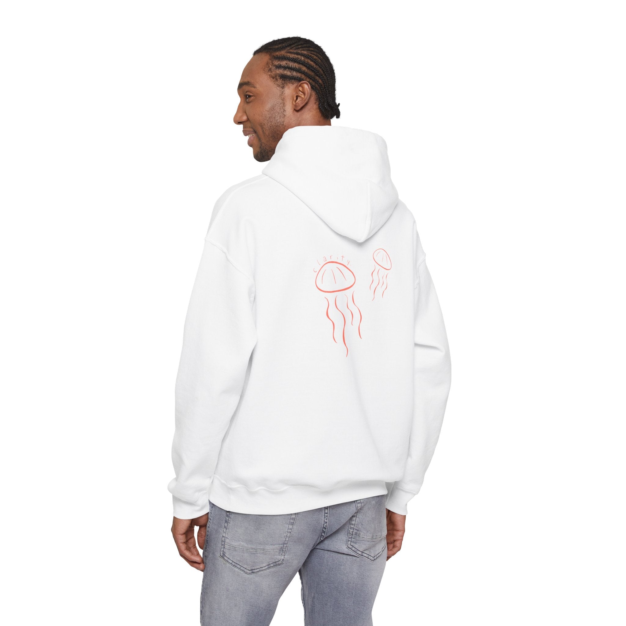 Jellyfish Line Art Hoodie — Minimal Coastal Graphic Sweatshirt