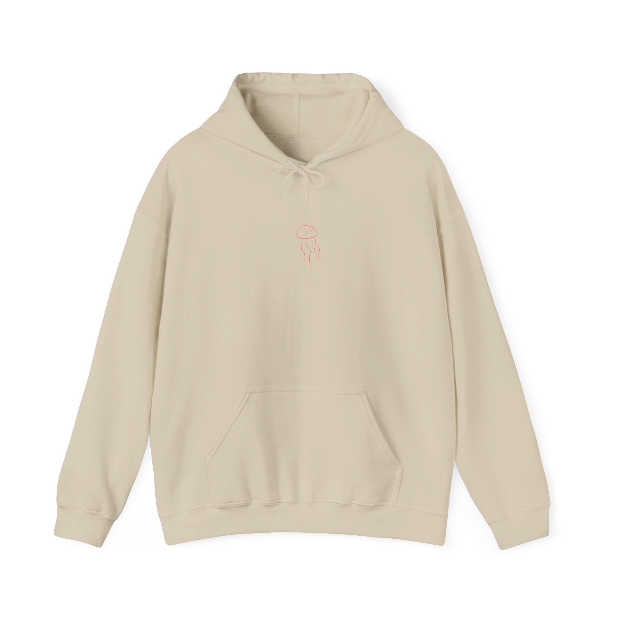 Jellyfish Line Art Hoodie — Minimal Coastal Graphic Sweatshirt