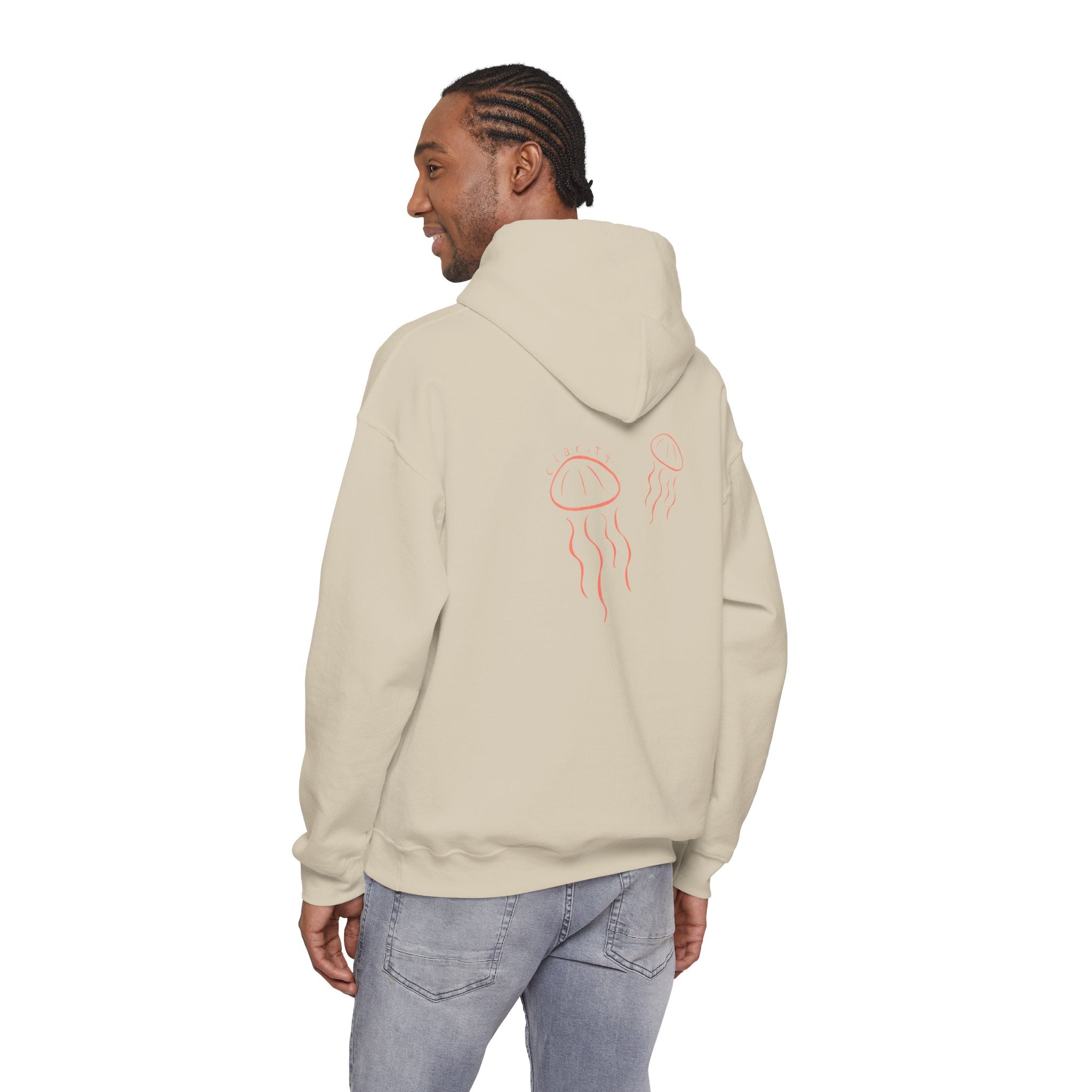 Jellyfish Line Art Hoodie — Minimal Coastal Graphic Sweatshirt